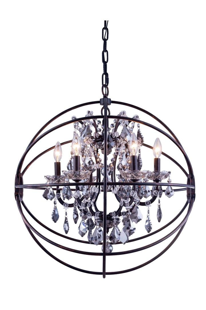 Geneva 6 light Dark Bronze Chandelier Silver Shade (Grey) Royal Cut crystal
