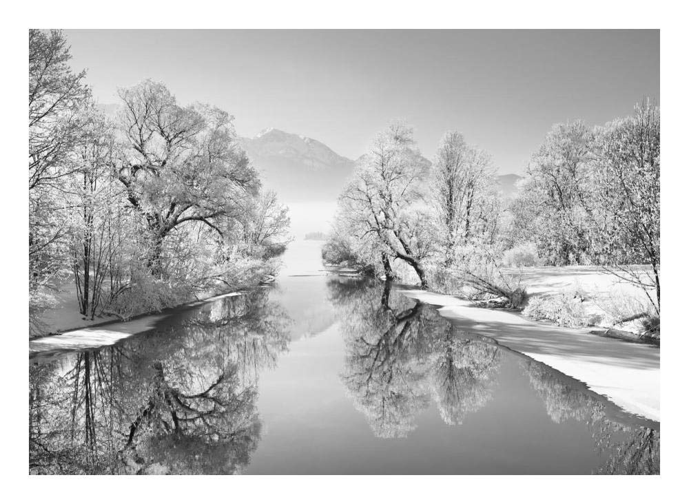 Winter landscape at Loisach, Germany (BW)-Paper Art-24x18”