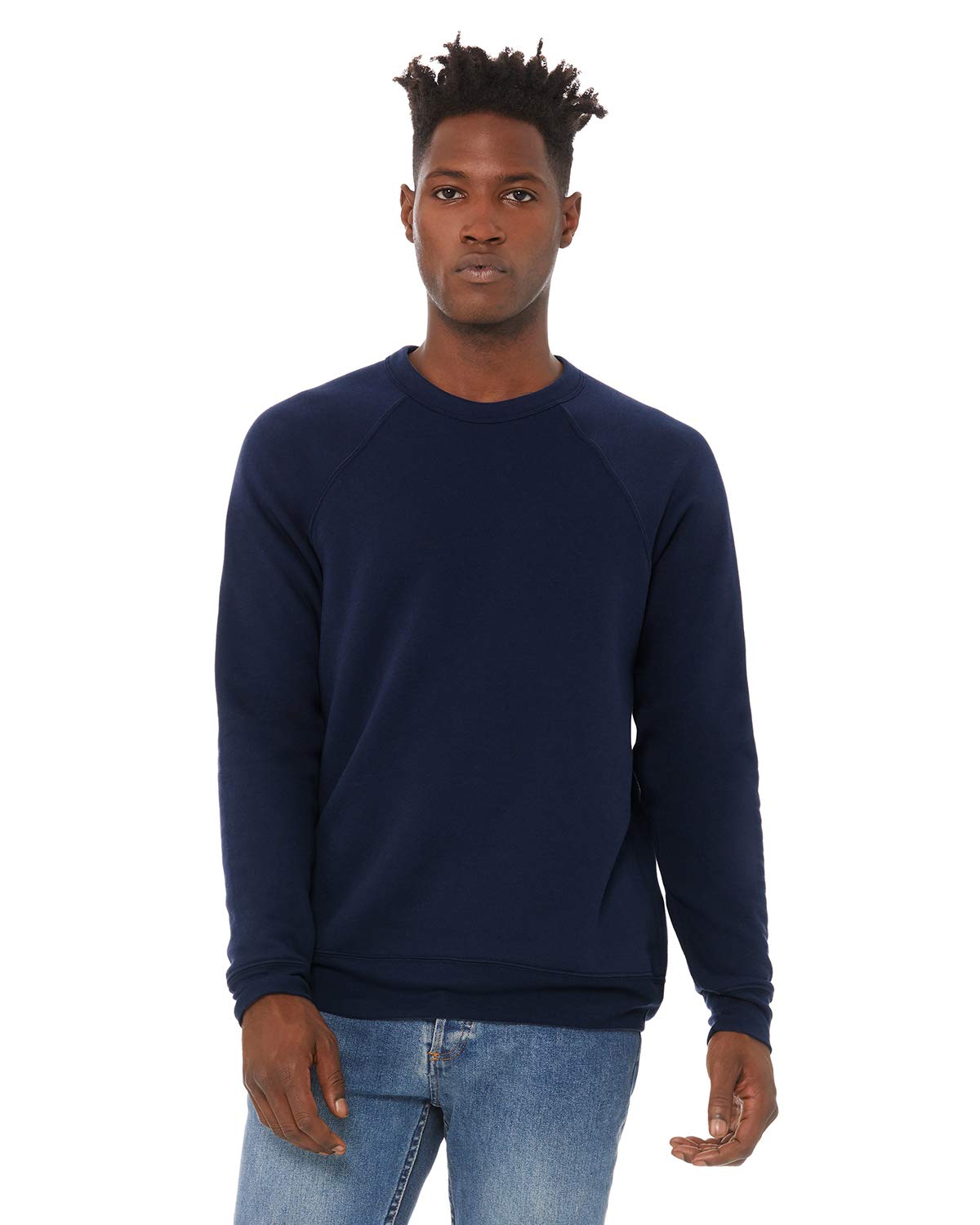 BELLA + CANVAS Unisex Sponge Fleece Raglan Crewneck Sweatshirt - Navy, S