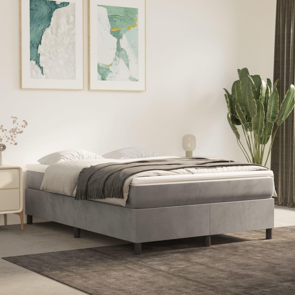 vidaXL Box Spring Bed Frame Light Gray 59.8x79.9??Queen Velvet