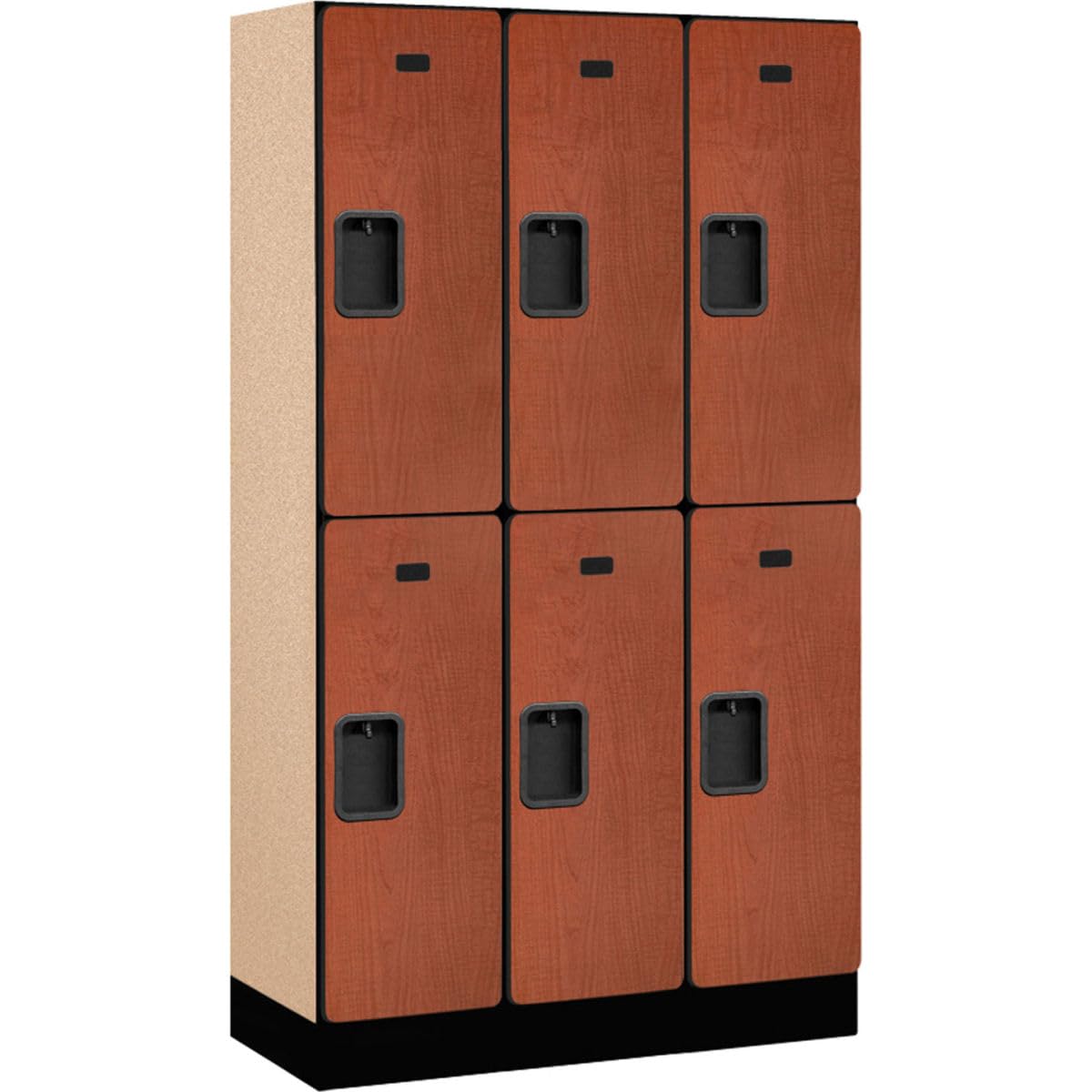 12 Wide Double Tier Designer Wood Locker - 3 Wide - 5 Feet High - 15 Inches Deep - Cherry