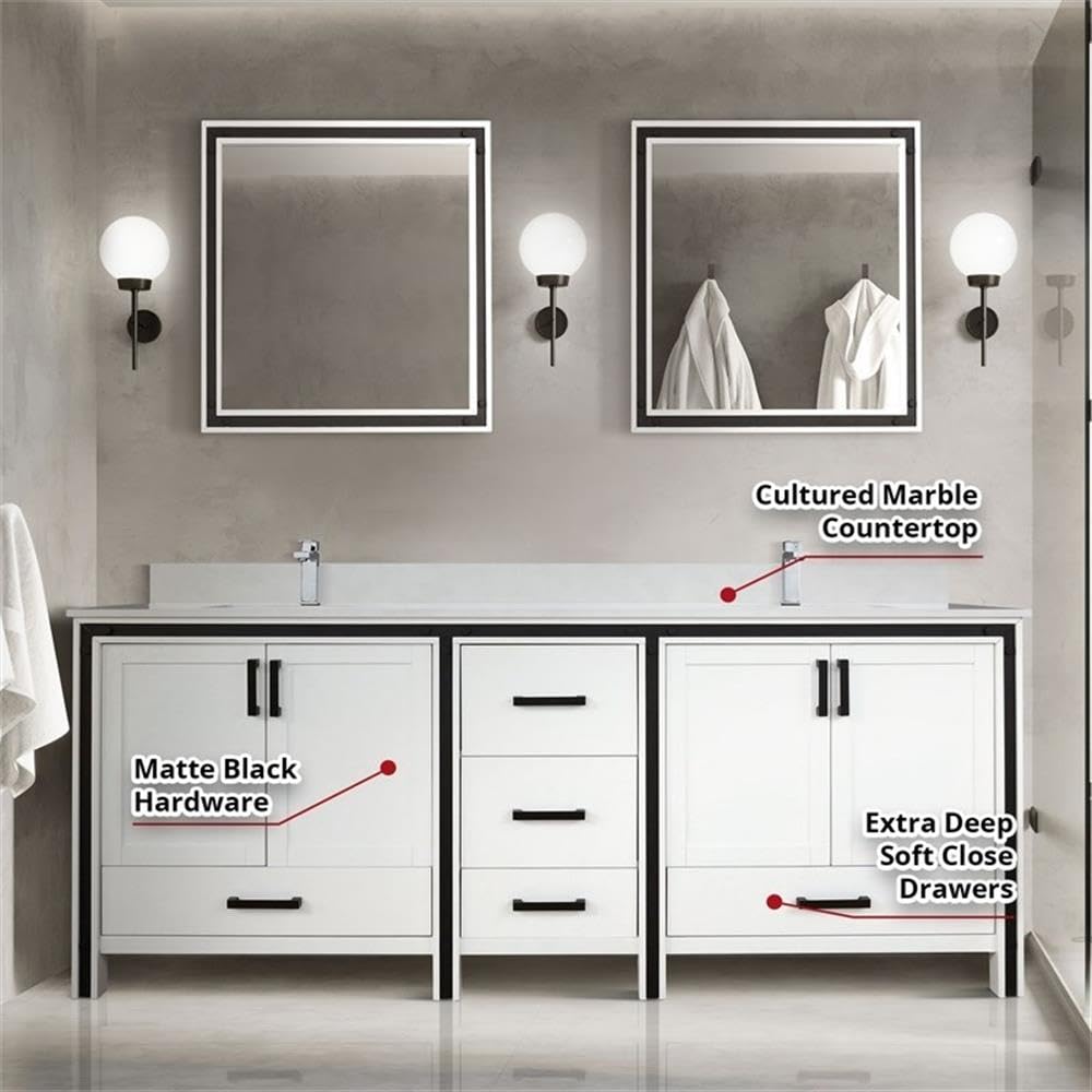 84 White Vanity Cabinet Only