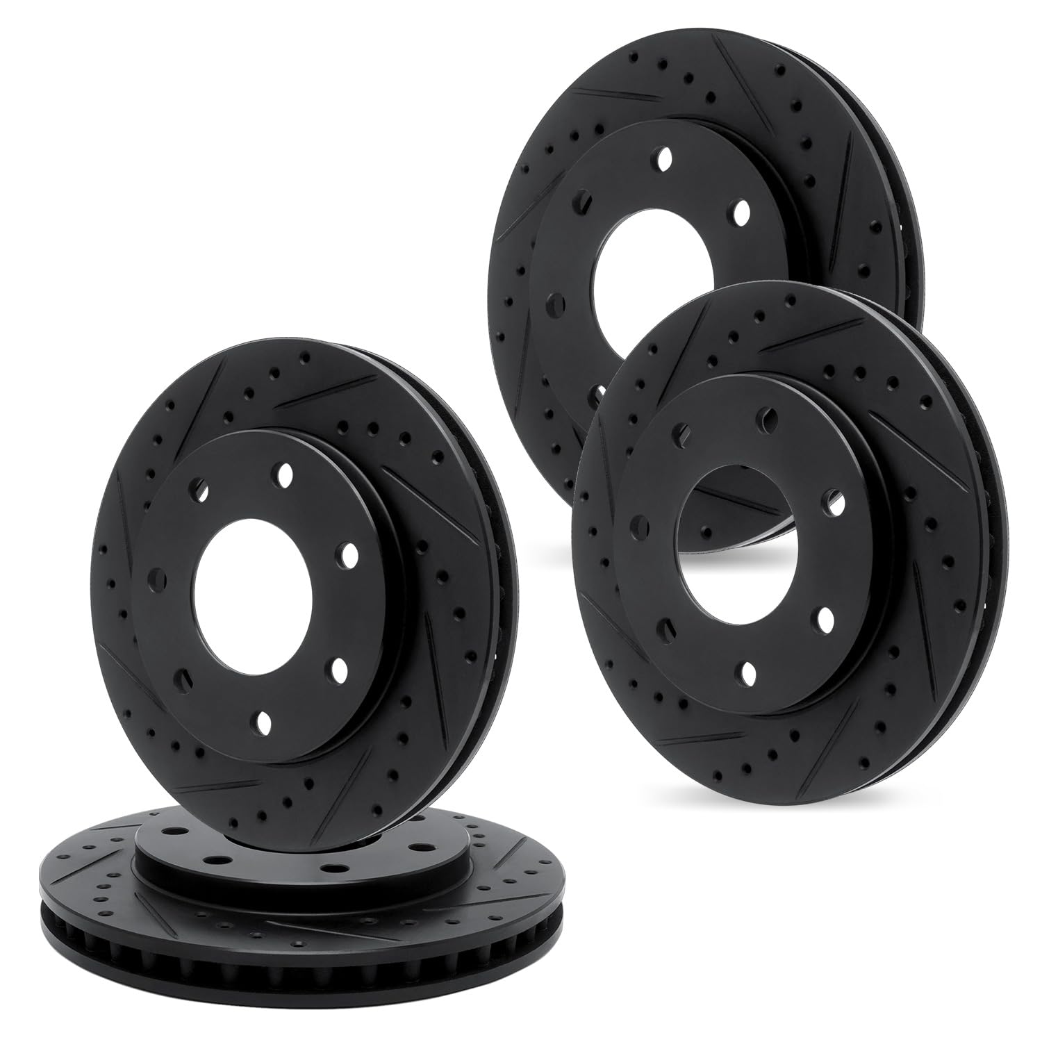 R1 Concepts Drilled and Slotted Black Disc Brake Rotor Set WHPN2-54150