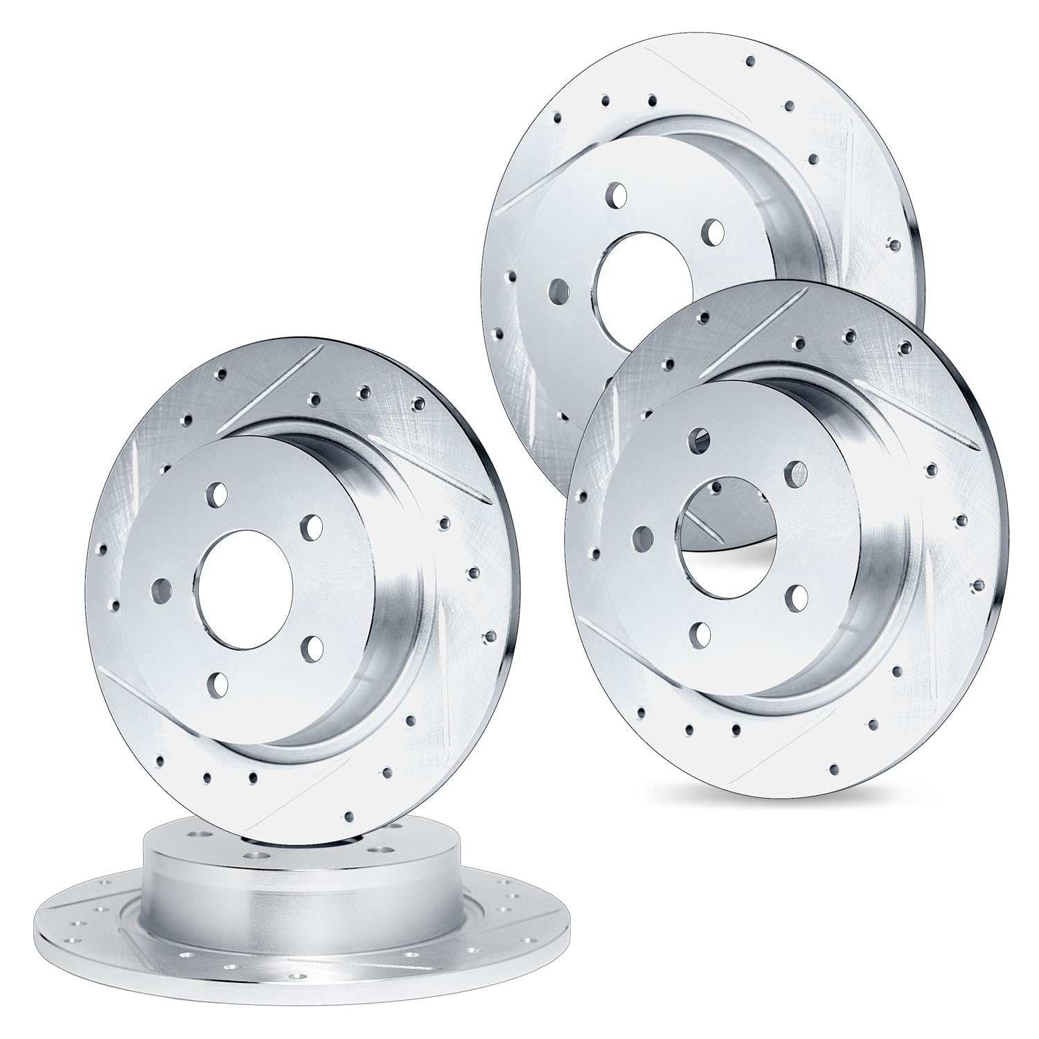 R1 Concepts Drilled and Slotted Silver Disc Brake Rotor Set WGPN2-63008