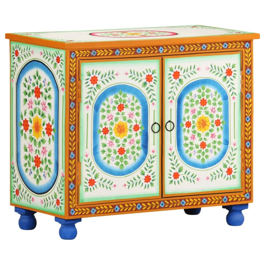 vidaXL Hand Painted Sideboard 27.6x13.8"x23.6" Solid Mango Wood"