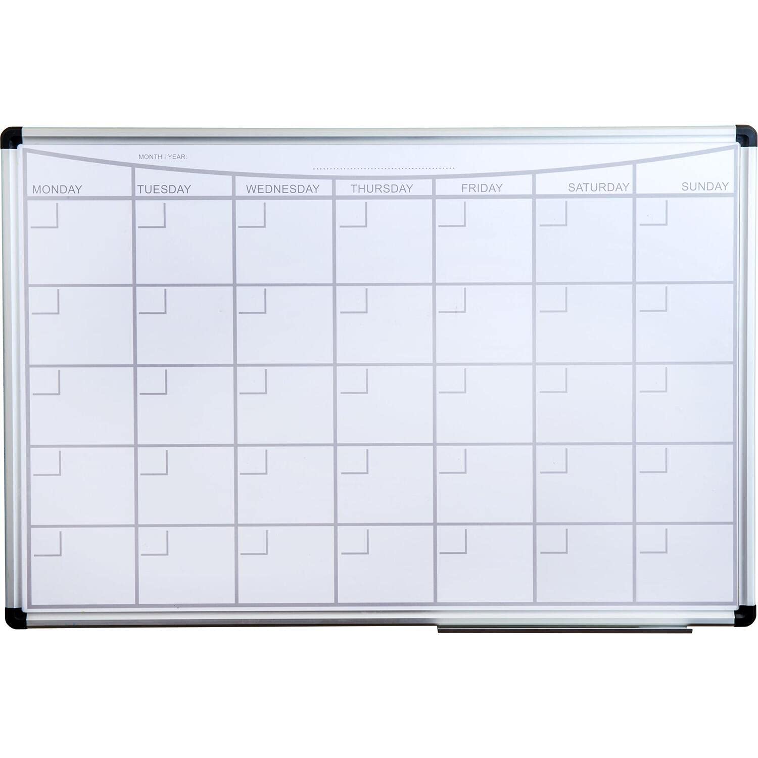 Viztex Lacquered Steel Magnetic Monthly Planner Dry Erase Board with an Aluminum Frame 36 x 24″