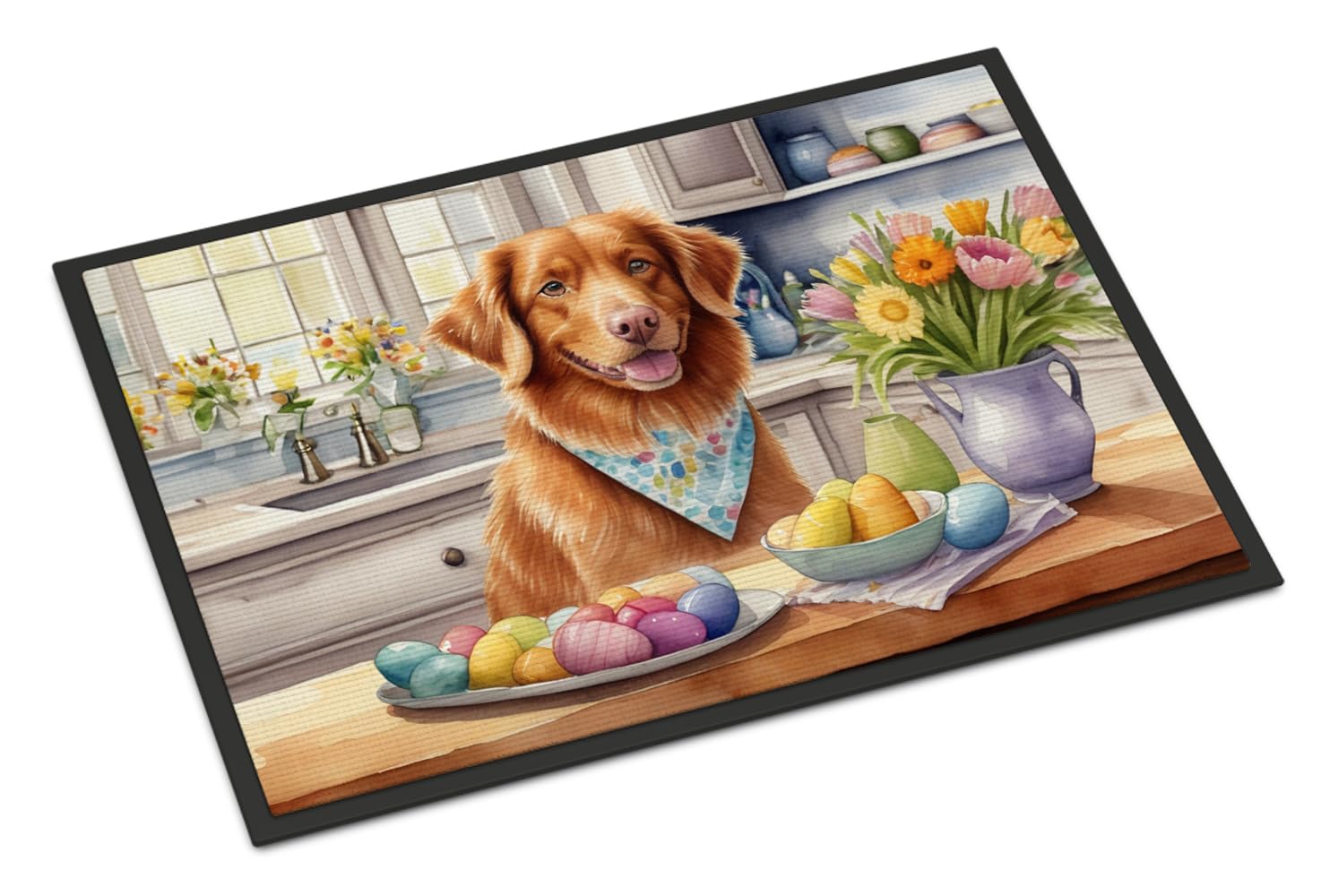 Carolines Treasures DAC6862JMAT Decorating Easter Nova Scotia Duck Tolling Retriever Doormat Front Door Mat Indoor Outdoor Rugs for Entryway, Non Slip Washable Low Pile, 24H X 36W