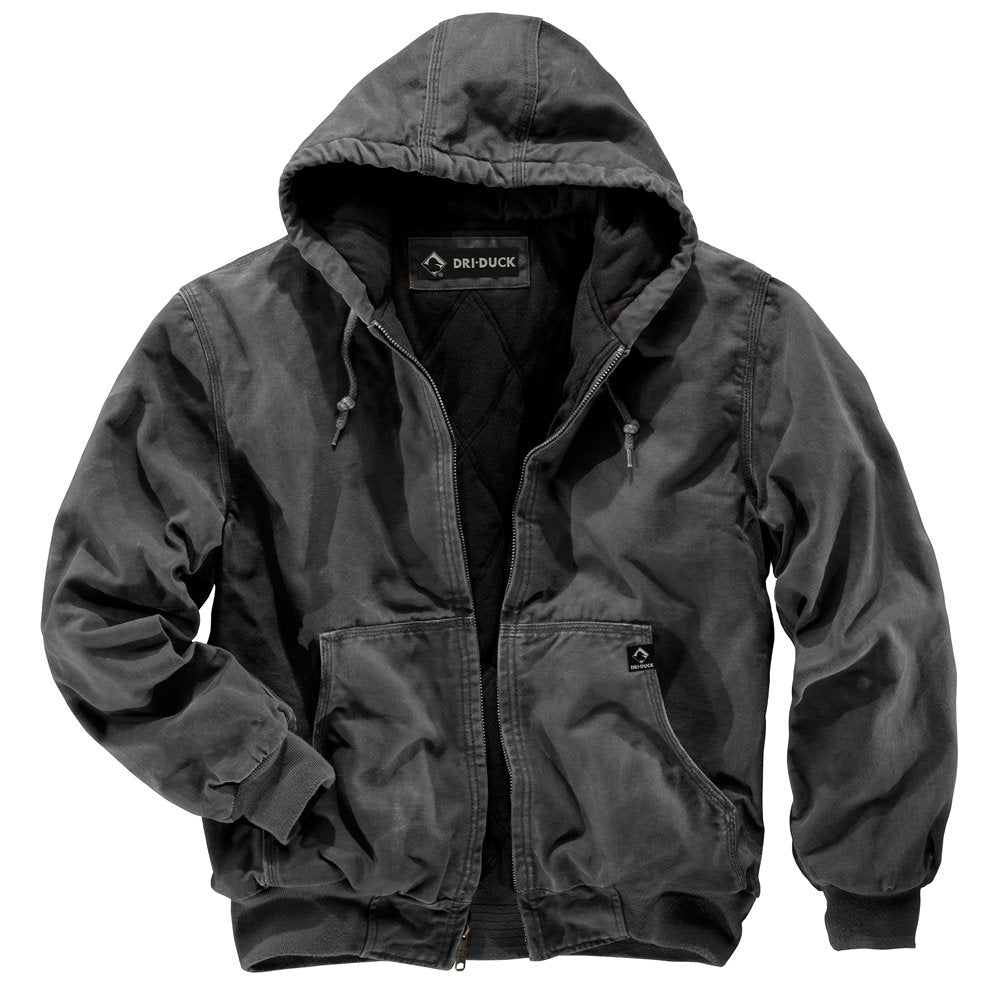 DRI DUCK Cheyenne Boulder Cloth Hooded Jacket with Tricot Quilt Lining - Charcoal, XL