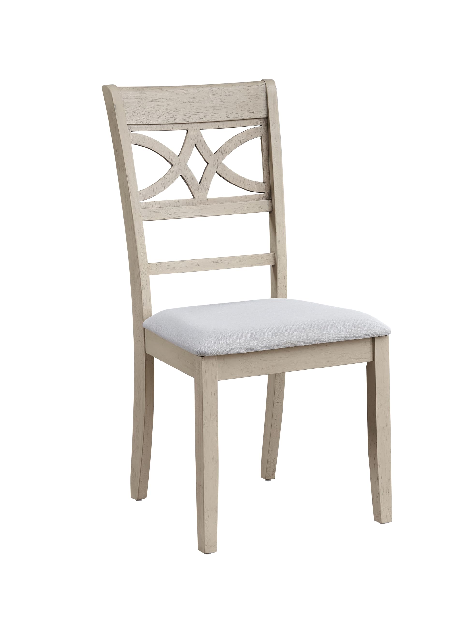 ACME Ferris Side Chair (Set-2), Beige Linen & Antique Bone White Finish