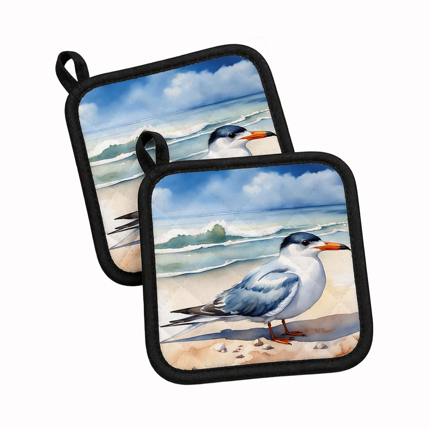 Carolines Treasures Tern Resting Pair of Pot Holders Kitchen Heat Resistant Pot Holders Sets Oven Hot Pads for Cooking Baking BBQ, 7 1/2 x 7 1/2