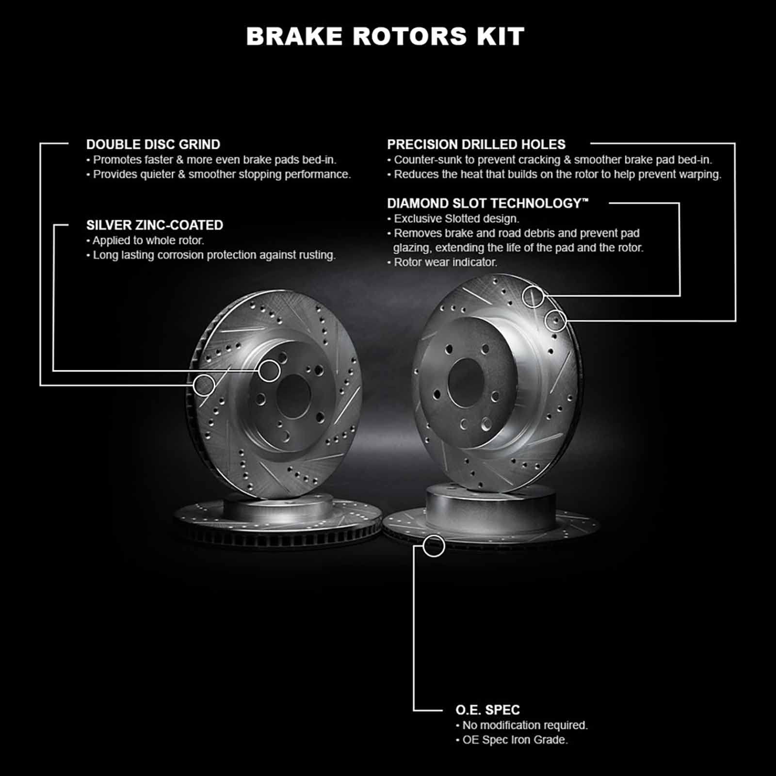 R1 Concepts Drilled and Slotted Silver Disc Brake Rotor Set WGPN2-11023