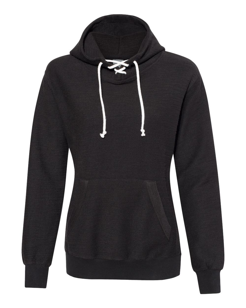 J. America Womens French Terry Sport Lace Scuba Hooded Pullover - Black, S