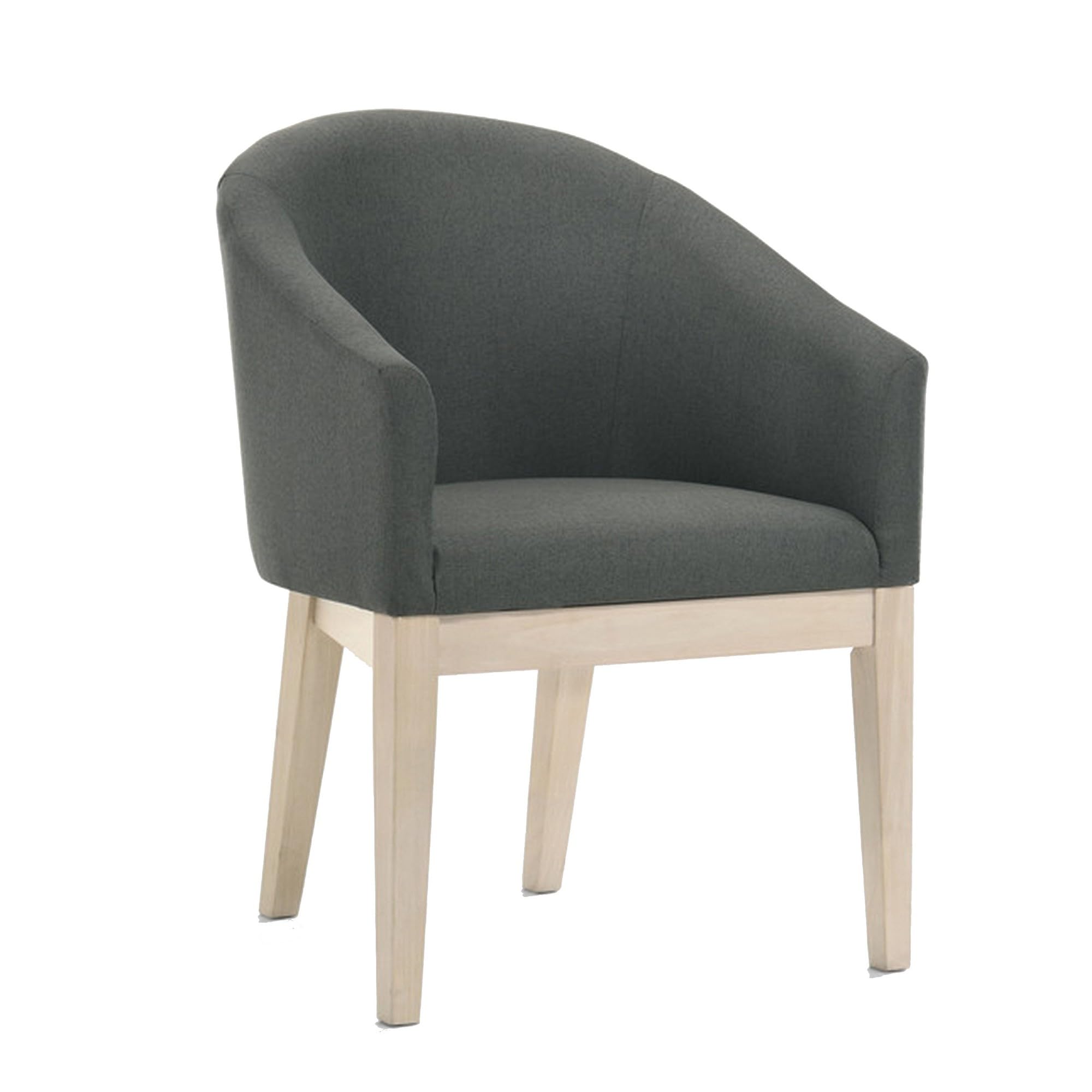 23 Inch Set of 2 Wood Accent Chairs, Padded Curved Back and Seats, Gray