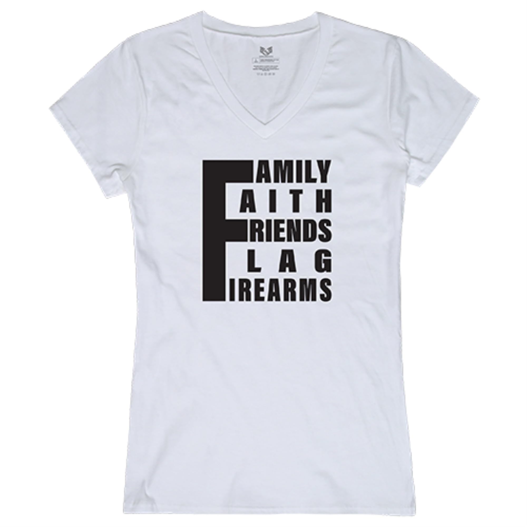 Graphic V-Neck, 5 Things YDMW 1, White, S