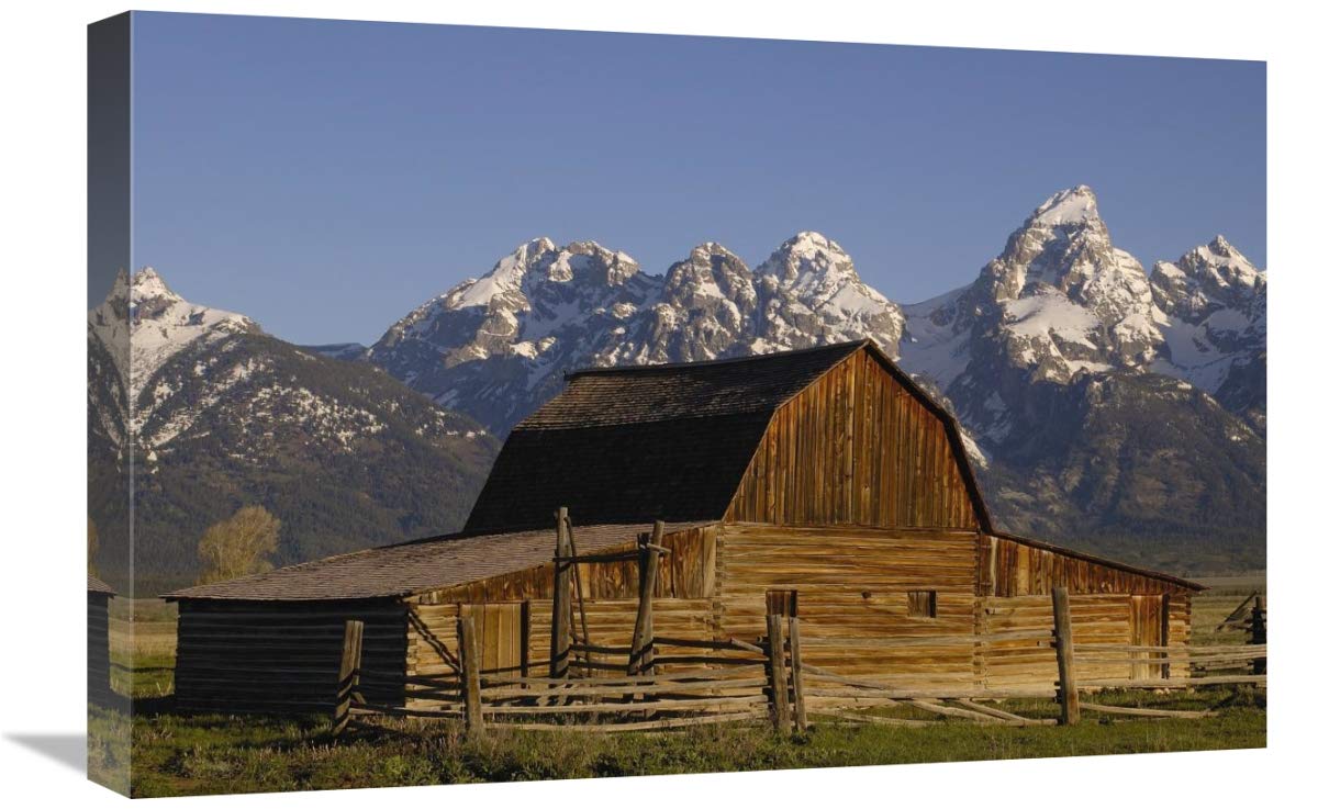 Cunningham Cabin in front of Grand Teton Range, Wyoming-Canvas Art-24x16”