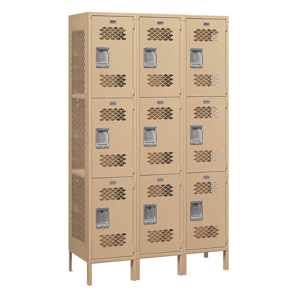 12 Wide Double Tier Plastic Locker - 1 Wide - 6 Feet High - 18 Inches Deep - Gray - Assembled