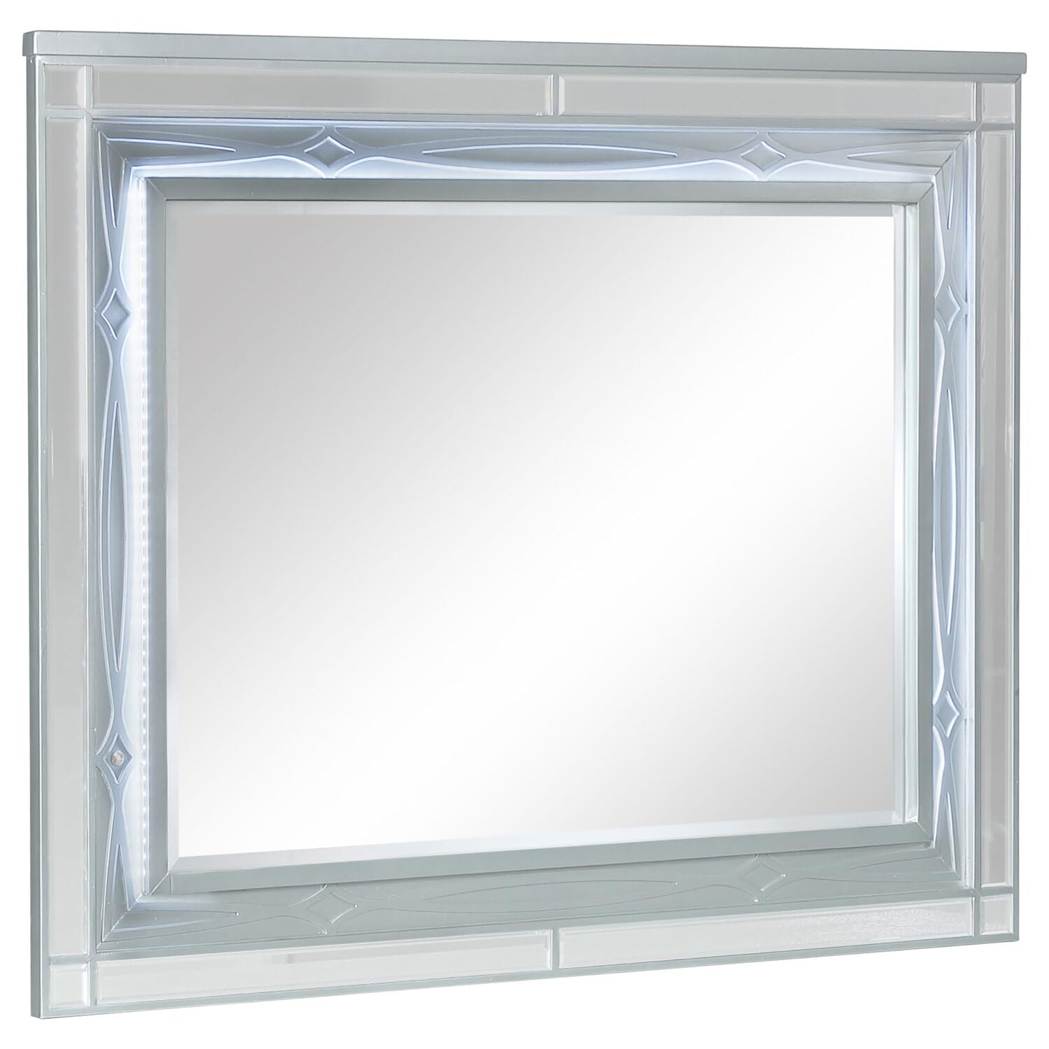 Coaster Co. of America Gunnison Dresser Mirror with LED Lighting Silver Metallic