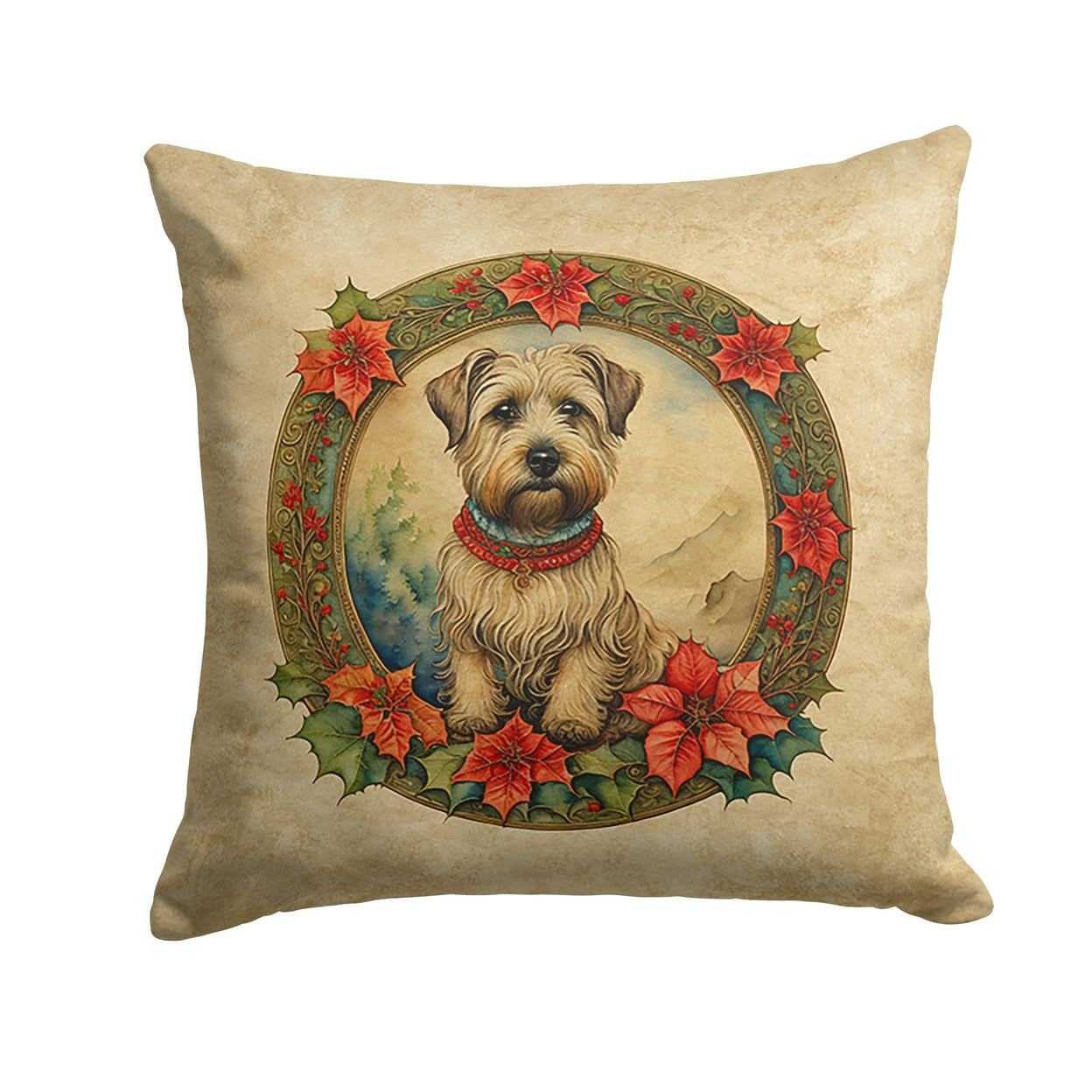 Glen Of Imaal Terrier Christmas Flowers Throw Pillow