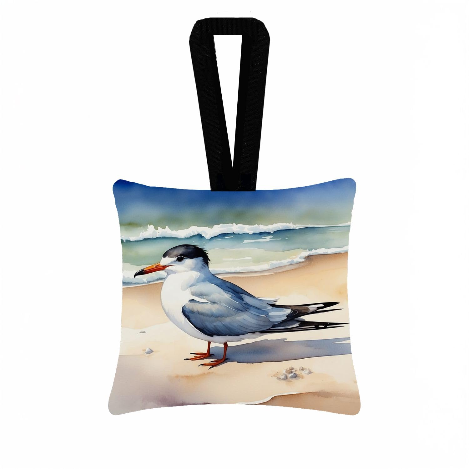 Carolines Treasures Tern Resting Hanging Square Fabric Ornament 3.5  3.5 Decorative Door-Knob & Tree Hanger, Soft Fabric