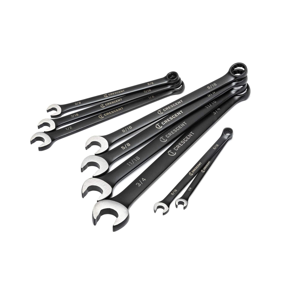 Crescent 9 Pc X10 12 Point Long Pattern Combination Sae Wrench Set - Ccws9Bs