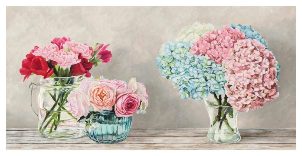 Fleurs et Vases Blanc-Paper Art-50x26”