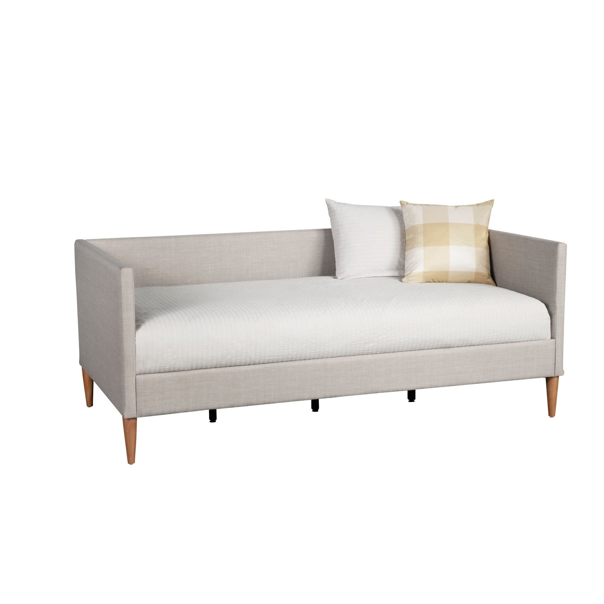 Twin Daybed with Wooden Frame and Fabric Upholstery, Gray