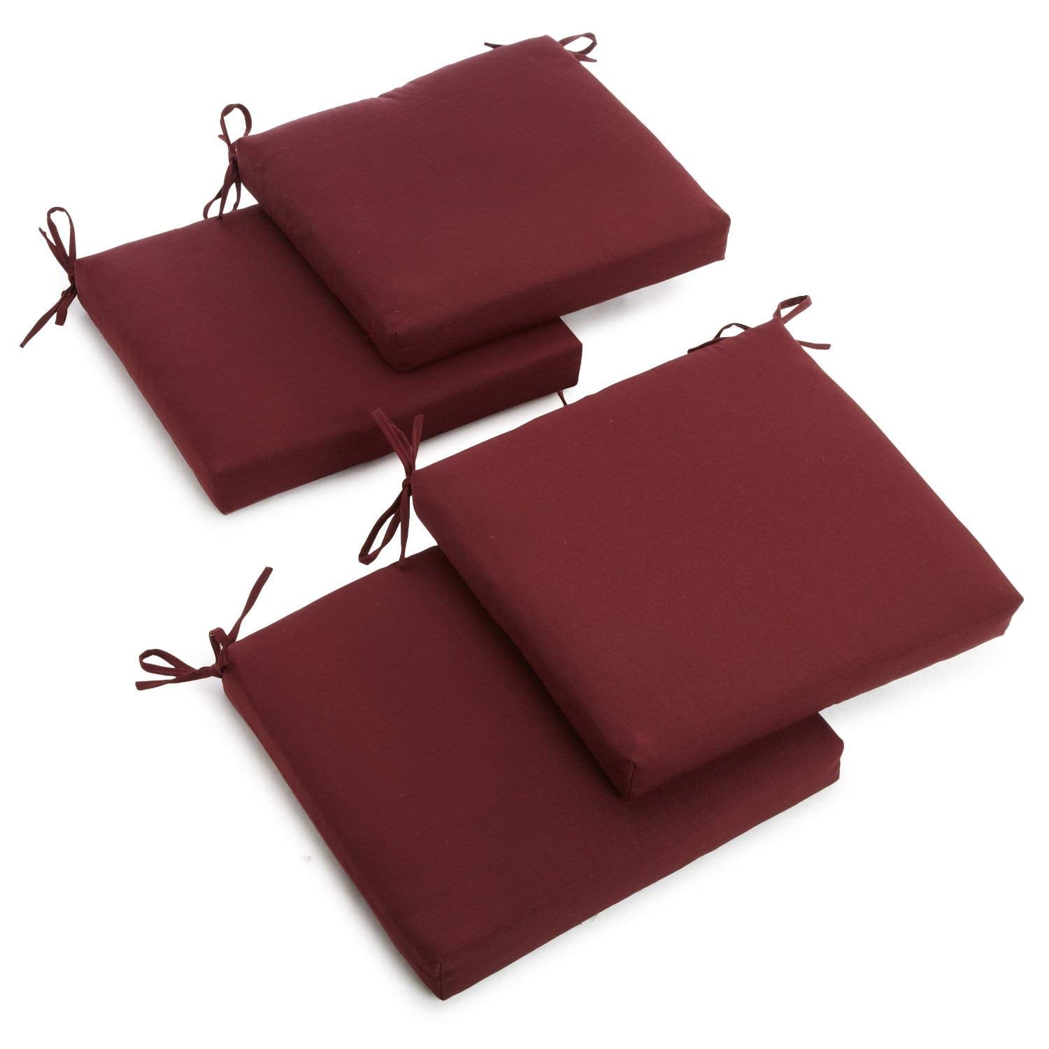 20-inch by 19-inch Twill Chair Cushion (Set of Four) - Burgundy