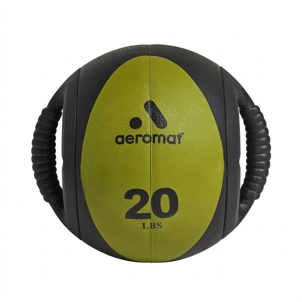 Dual Grip Power Med Ball 9 diameter 20 LB - Black/Olive