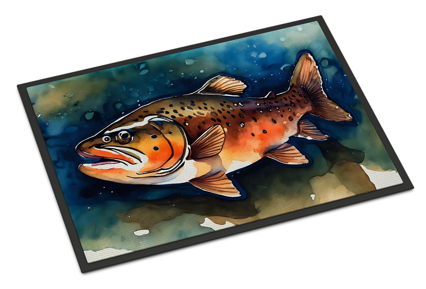 Carolines Treasures DAC2777JMAT Brown Trout Doormat Front Door Mat Indoor Outdoor Rugs for Entryway, Non Slip Washable Low Pile, 24H X 36W