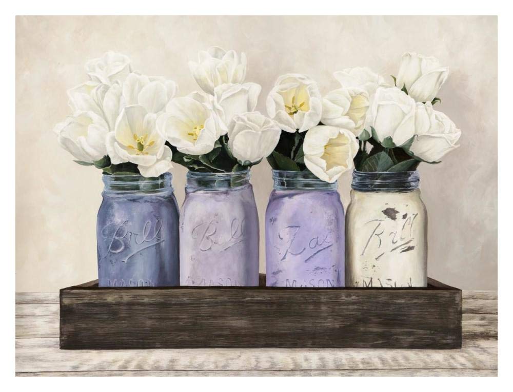Tulips in Mason Jars-Paper Art-34x26”