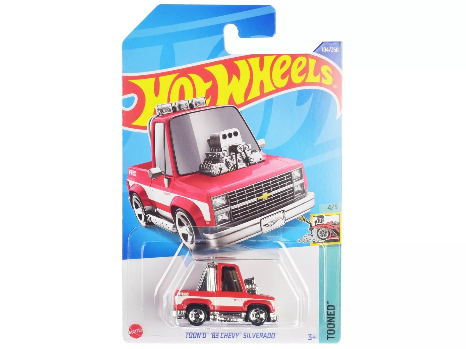 1983 Chevrolet Silverado Toond Pickup Truck Red and White ?Tooned? Series Diecast Model Car by Hot Wheels