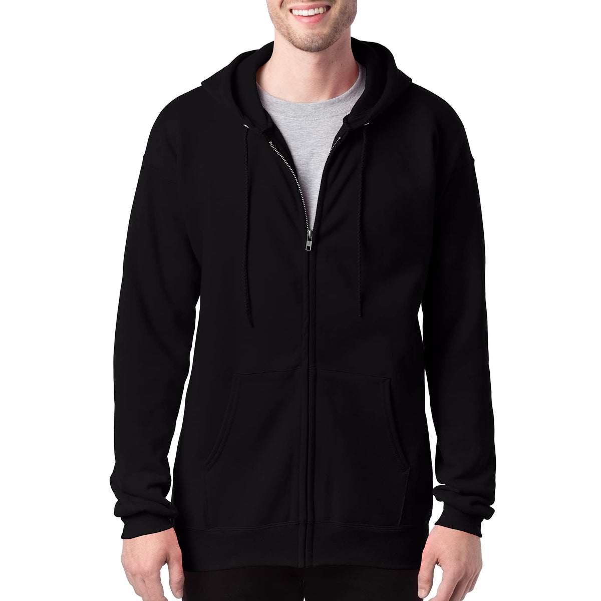 Hanes Men'S Full Zip Ultimate Heavyweight Hoodie, Black, X-Large