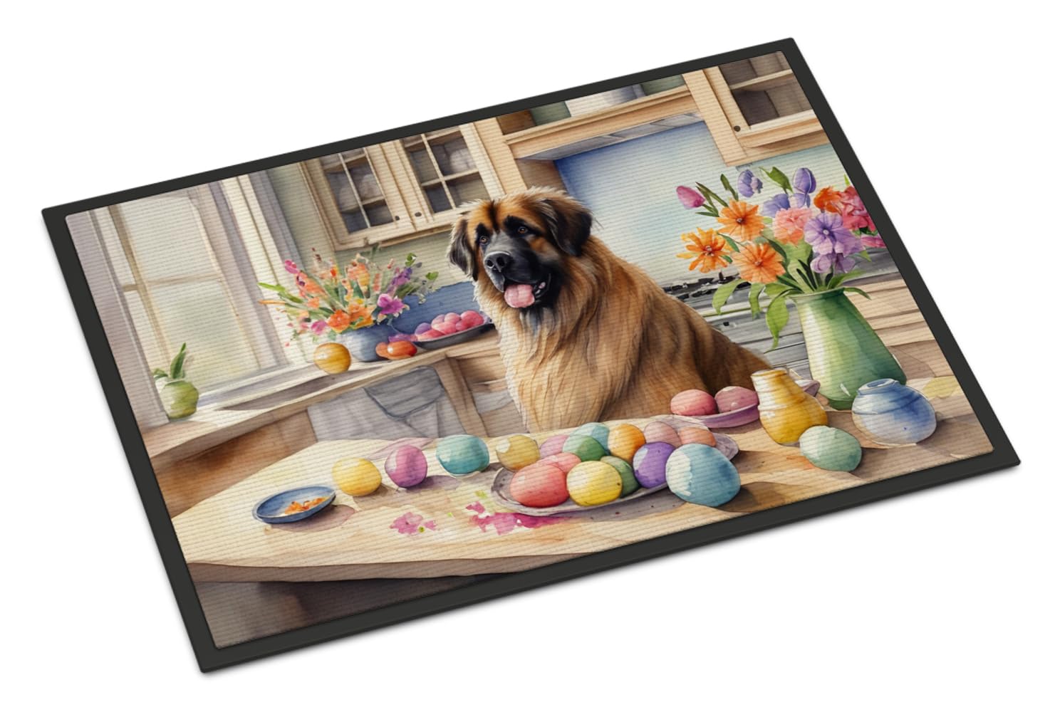 Carolines Treasures DAC6849JMAT Decorating Easter Leonberger Doormat Front Door Mat Indoor Outdoor Rugs for Entryway, Non Slip Washable Low Pile, 24H X 36W