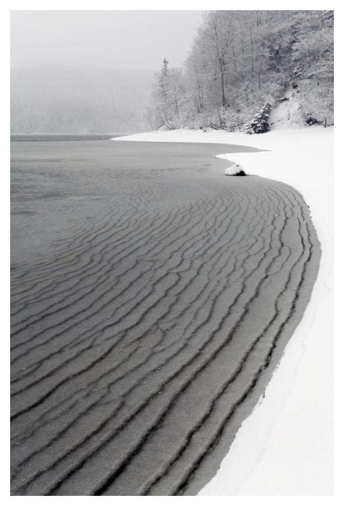 Pleated ice along lake shore in winter, Nova Scotia, Canada-Paper Art-34x50”