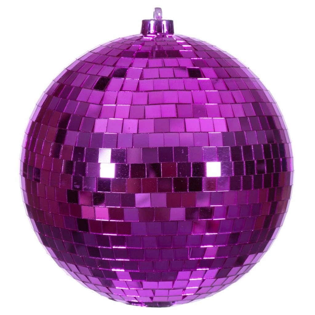 Casafoyer 8” Fuchsia Mirror Ball Ornament - (Pack Of 2)