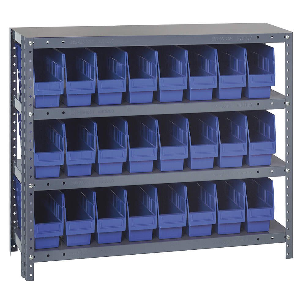 4 Shelf Open Unit W/24 Bins Blue
