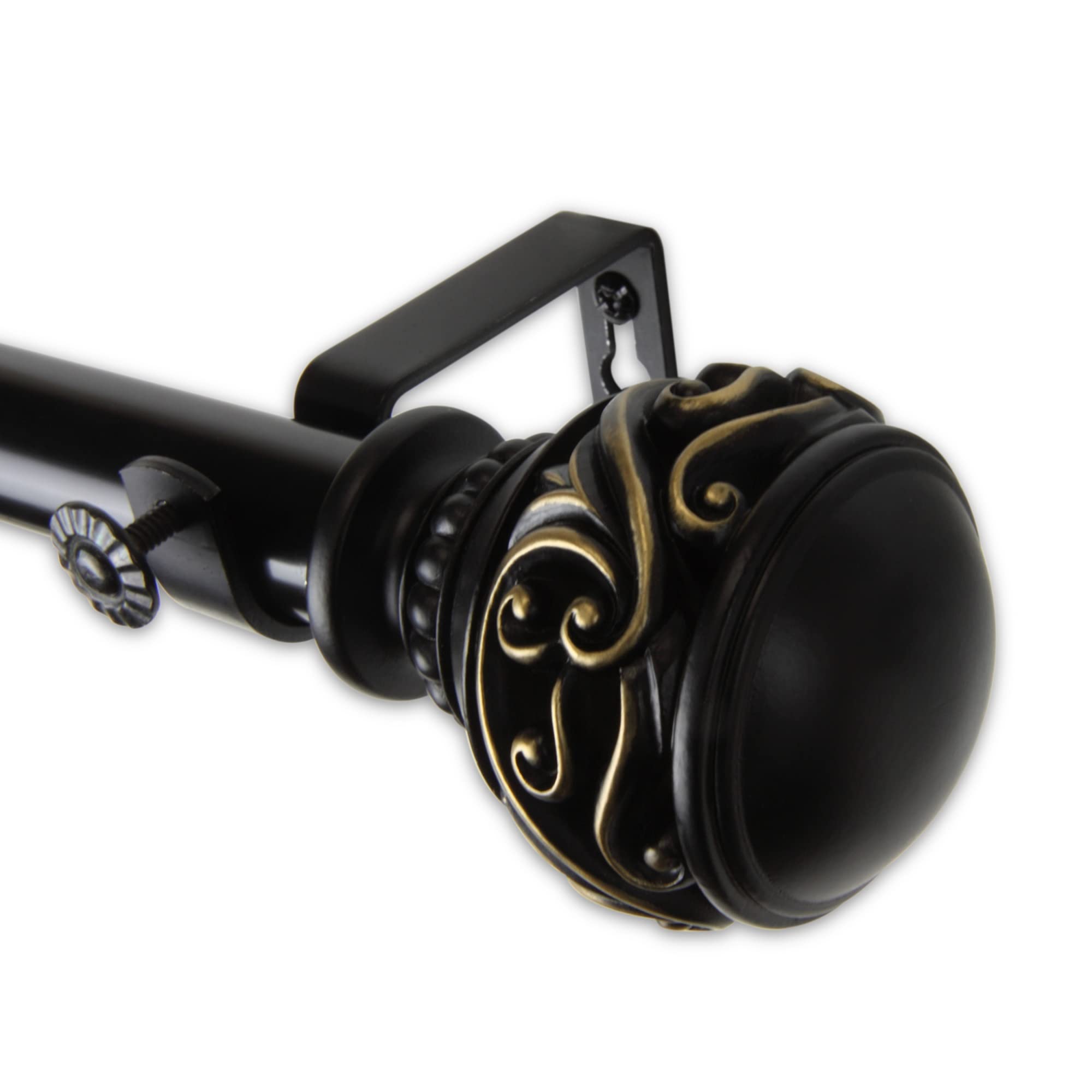Leon Curtain Rod 1 OD 48-84 inch  - Black
