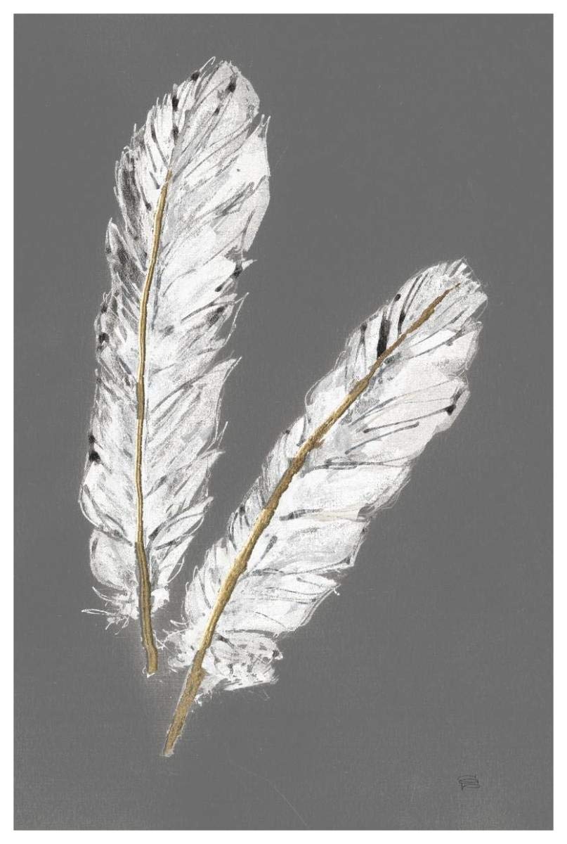 Gold Feathers IV on Grey -Paper Art-42x62”