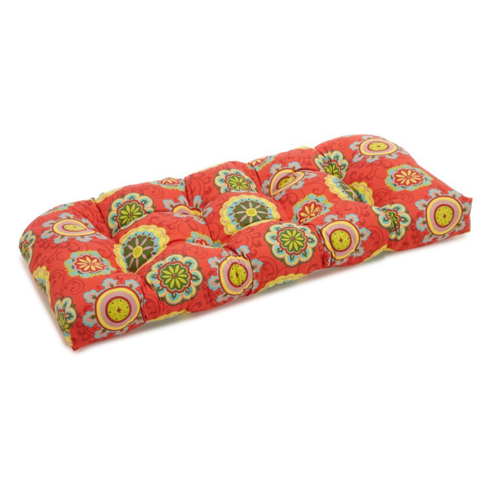 42-inch by 19-inch U-Shaped Solid Spun Polyester Tufted Settee/Bench Cushion - Tropique Raven