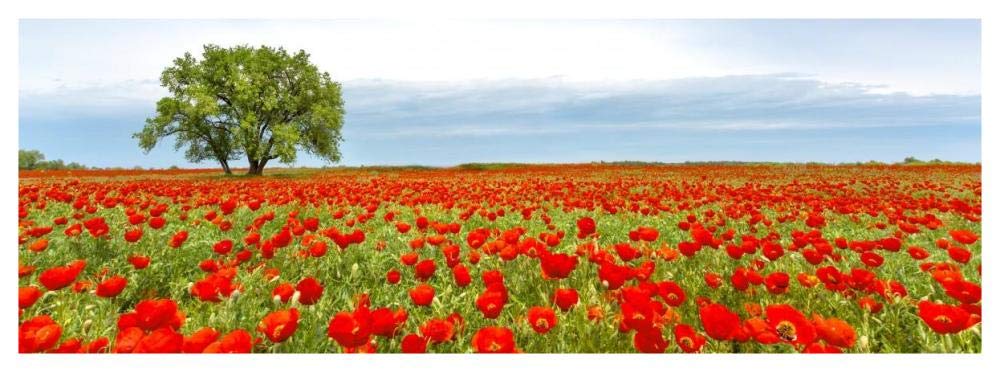 Tree in a poppy field-Paper Art-56x20”
