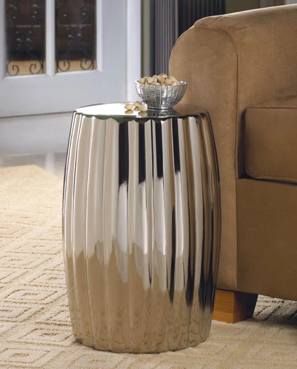 Home Locomotion Ceramic Silver Decorative Stool