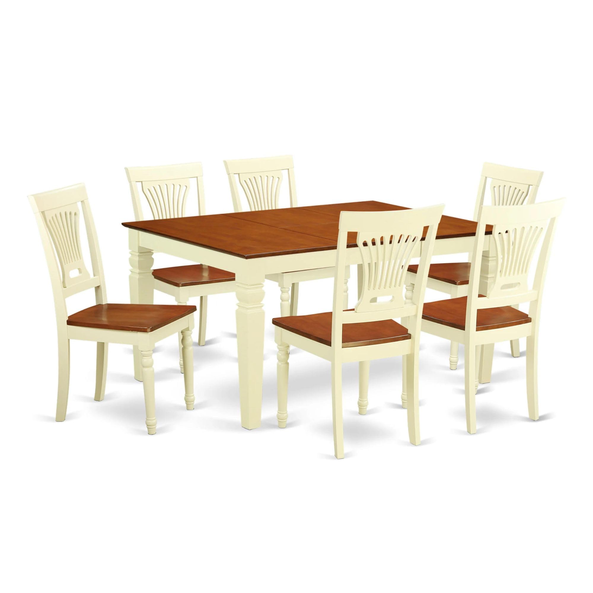 7  Pc  Kitchen  table  set  with  a  Dining  Table  and  6  Wood  Kitchen  Chairs  in  Buttermilk  and  Cherry
