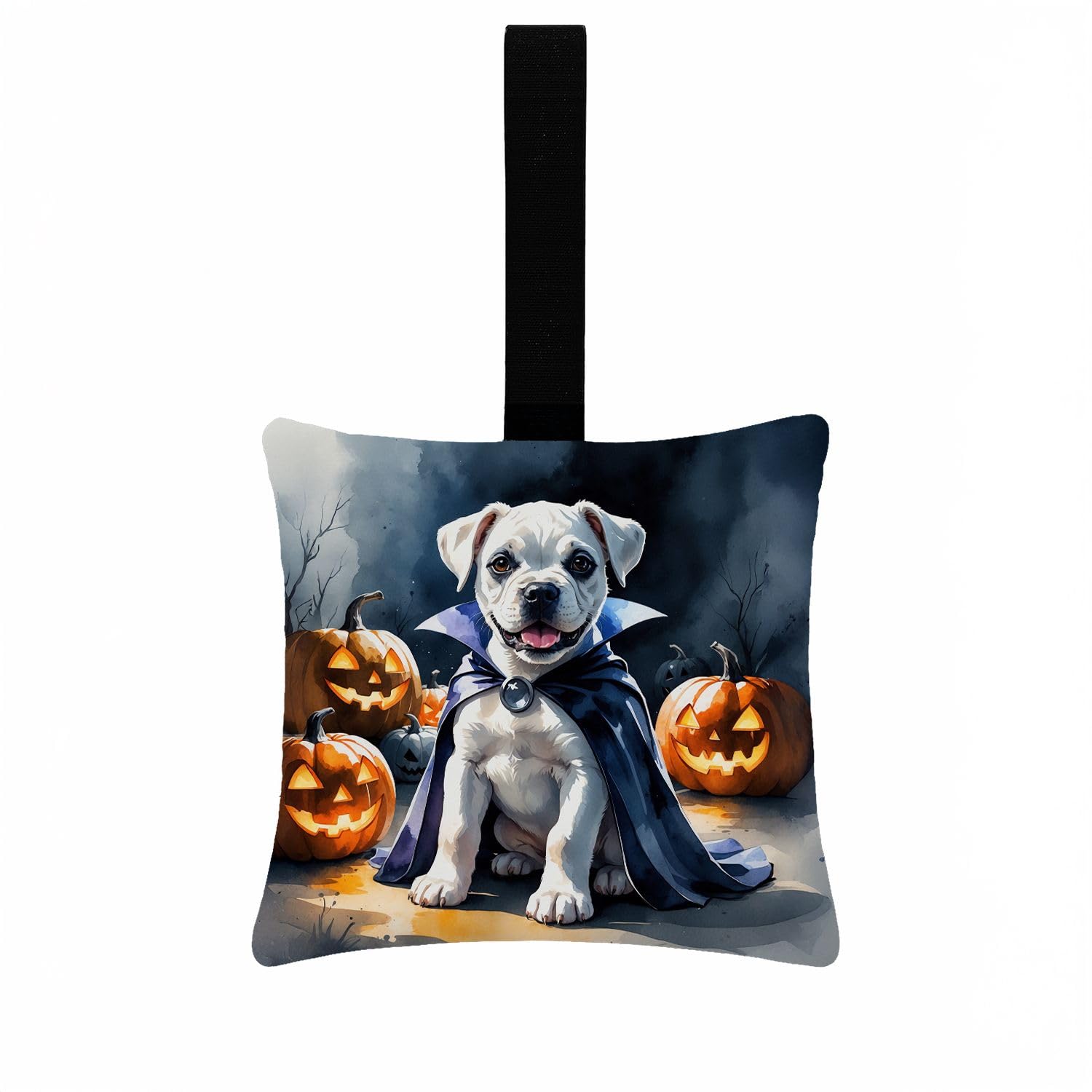 Carolines Treasures White Boxer Puppy Halloween Mini Hanging Pillow Ornament 3.5  3.5 Decorative Door-Knob & Tree Hanger, Soft Fabric Cushion