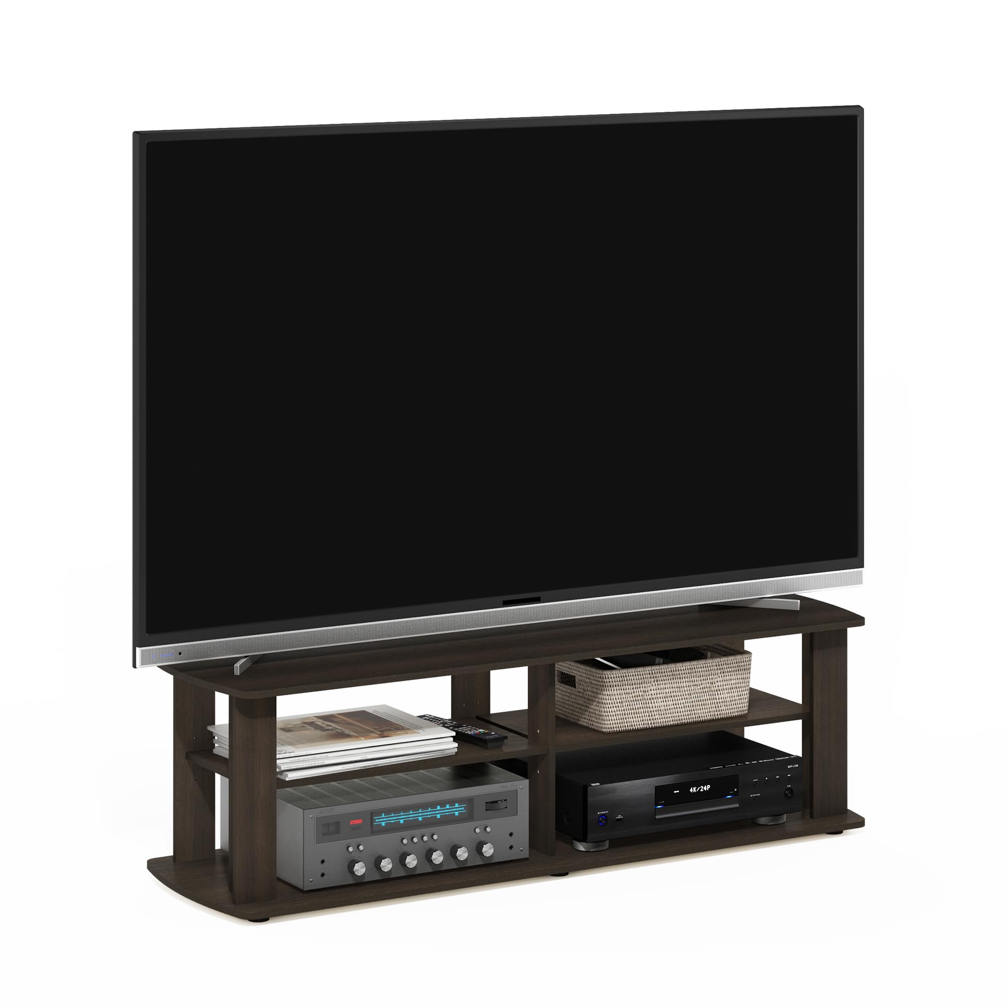 Furinno 11191DBR THE Entertainment Center TV Stand, Dark Brown