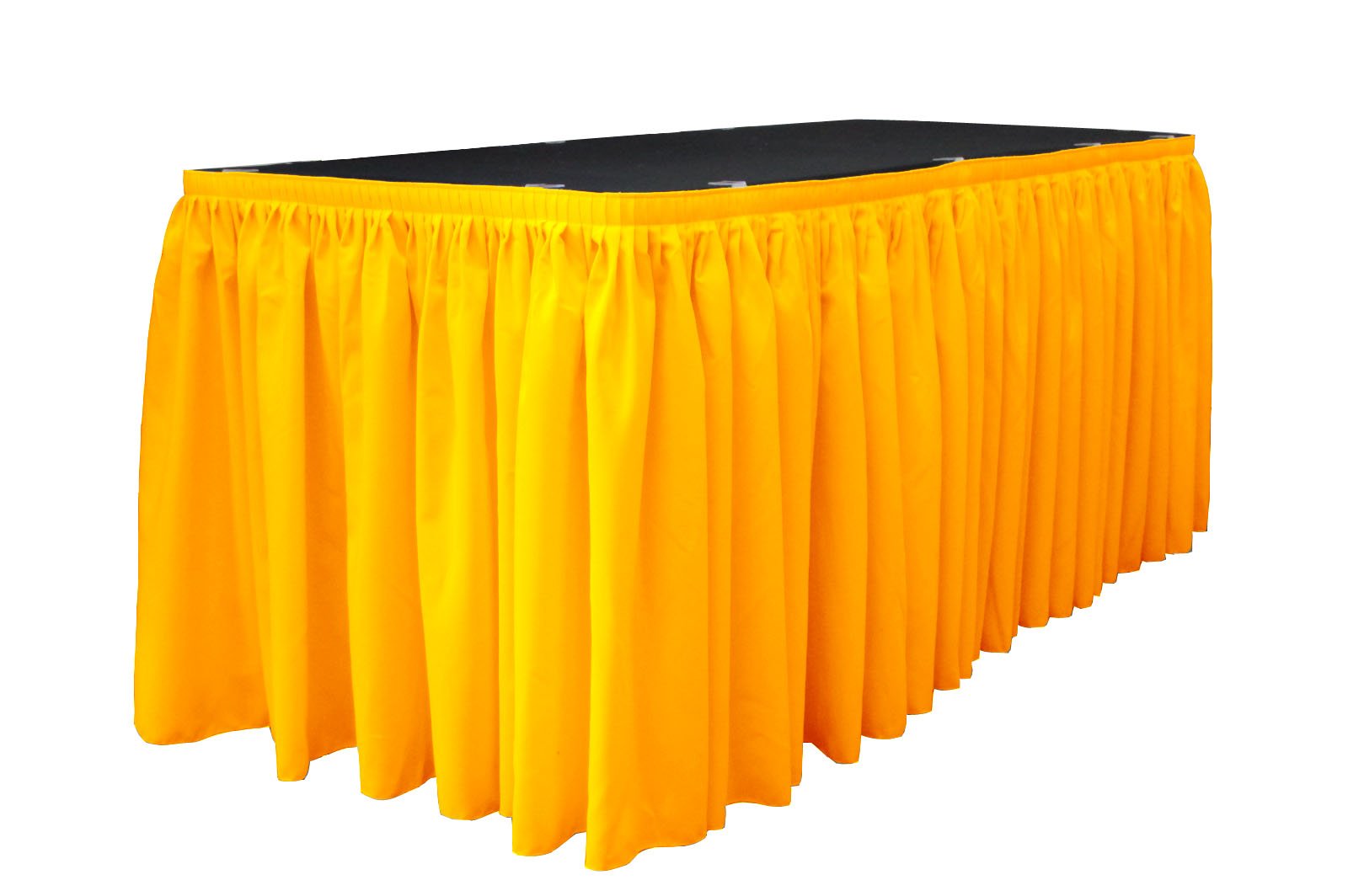 LA Linen Polyester Poplin Table Skirt 21-Foot by 29-Inch Long with 15 L-Clips, Dark Yellow