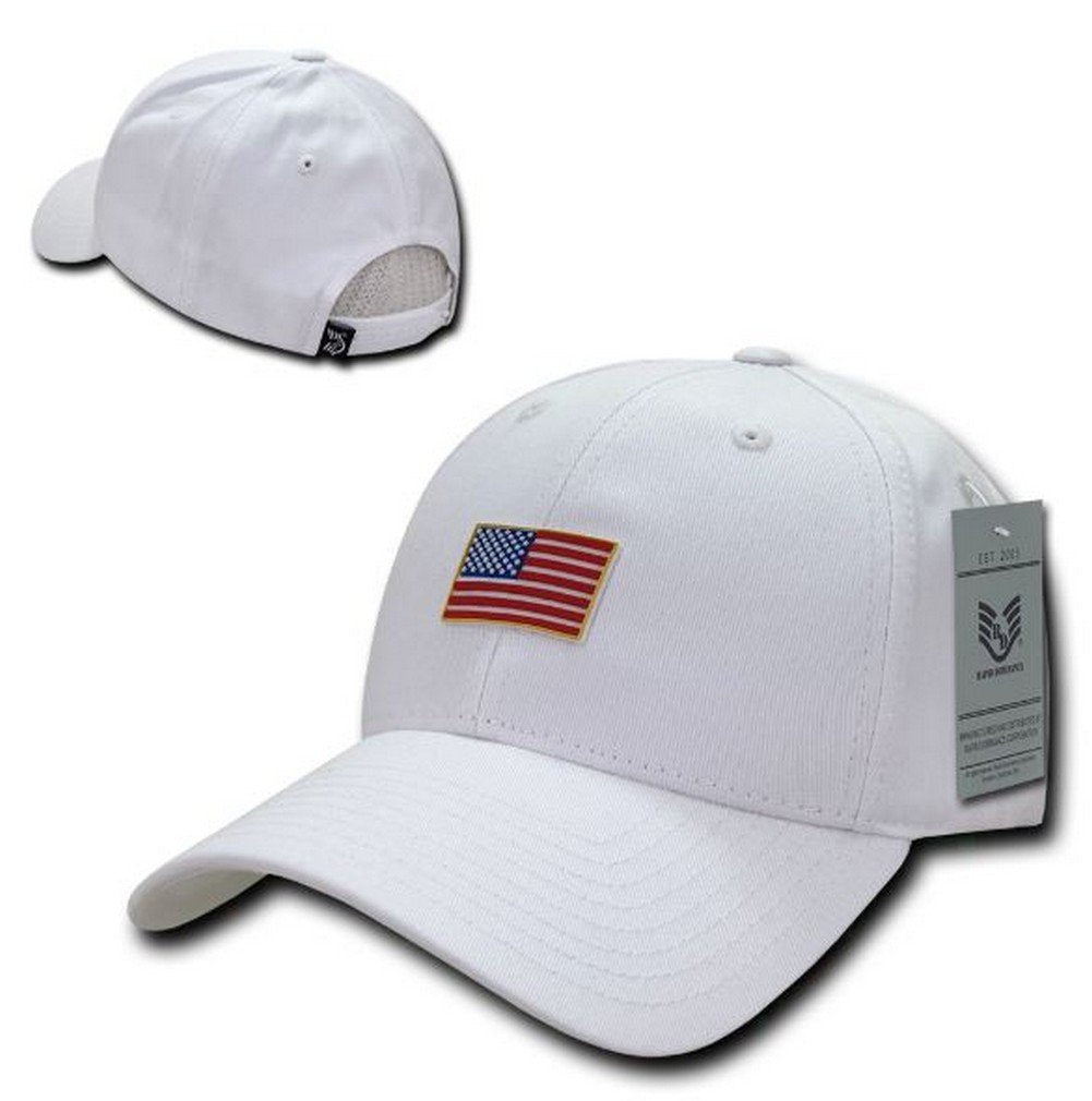 Structured Rubber Flag Cap, USA, White