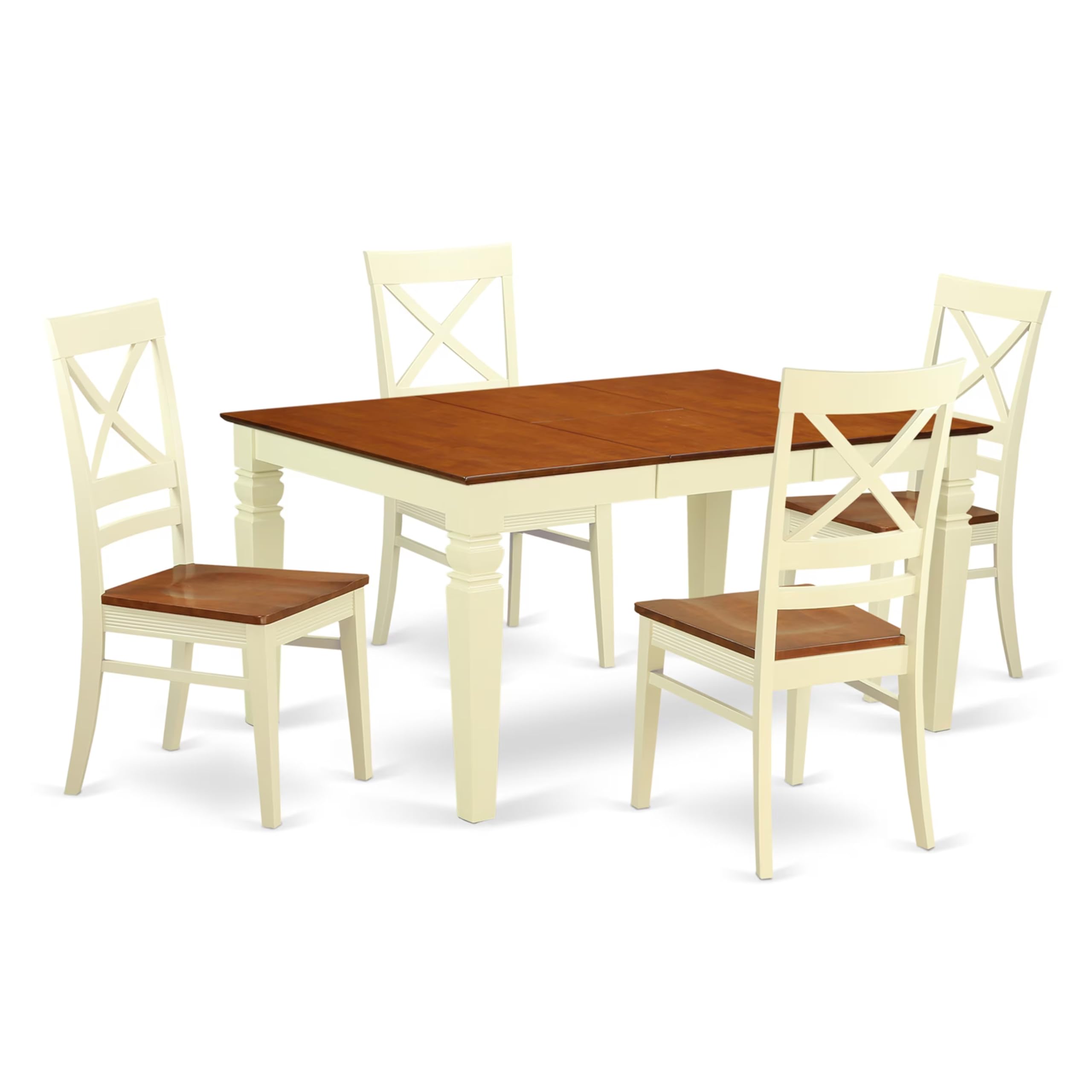 5  Pc  Kitchen  table  set  with  a  Dinning  Table  and  4  Wood  Dining  Chairs  in  Buttermilk  and  Cherry