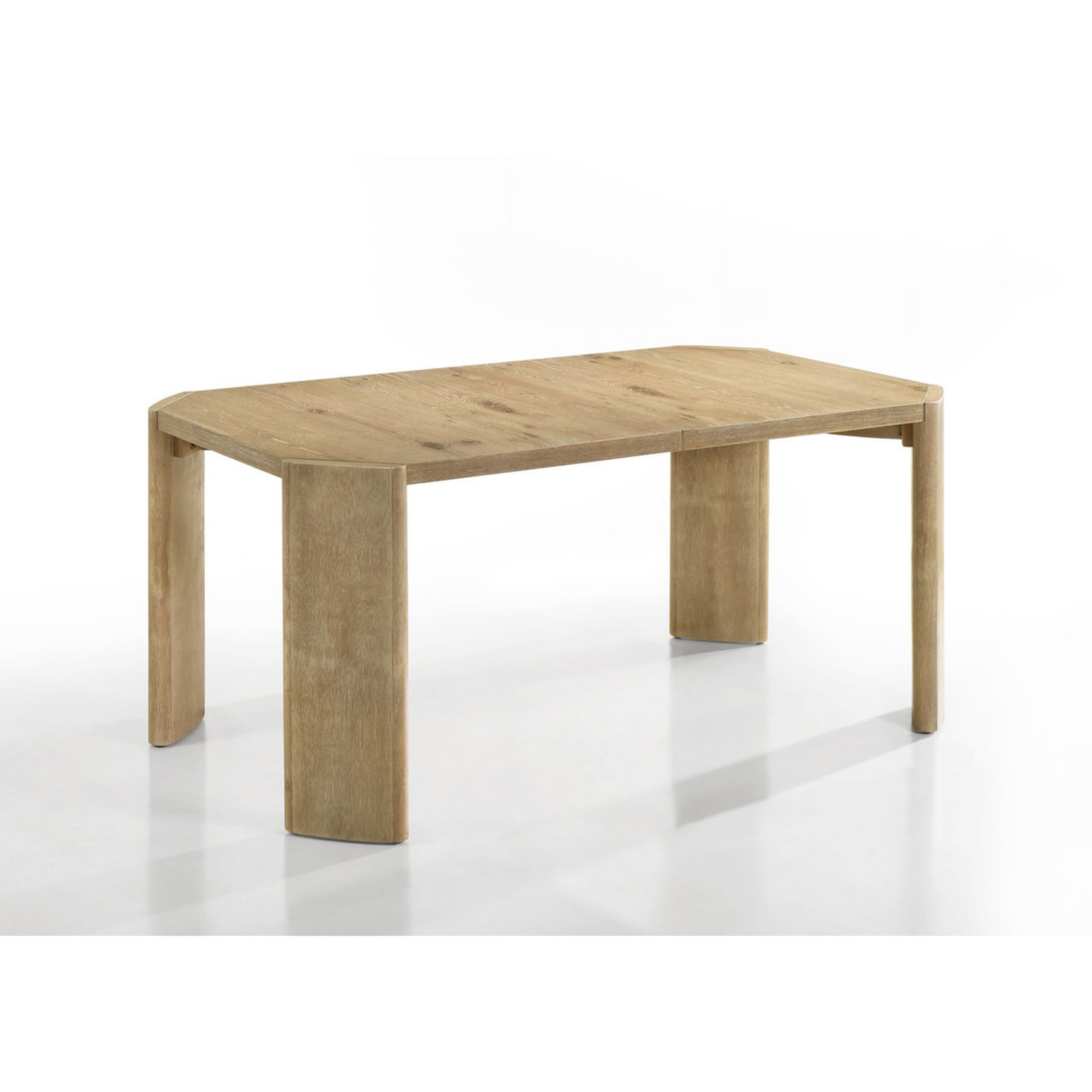 Meni 66-84 Inch Extendable Dining Table, Rectangular, Oak Brown, Solid Wood