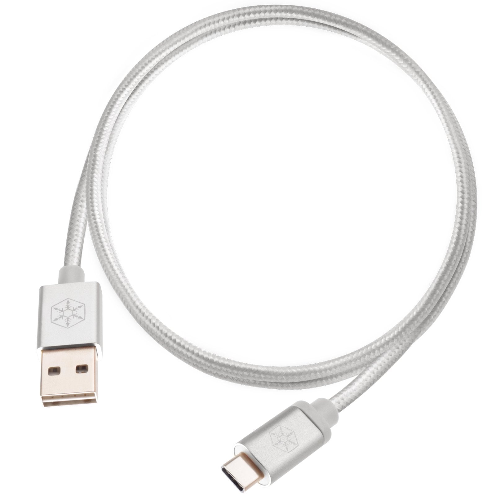 Reversible USB-A to USB TYPE-C cable,1 meter, Nylon Braided and aluminum shell, Silver