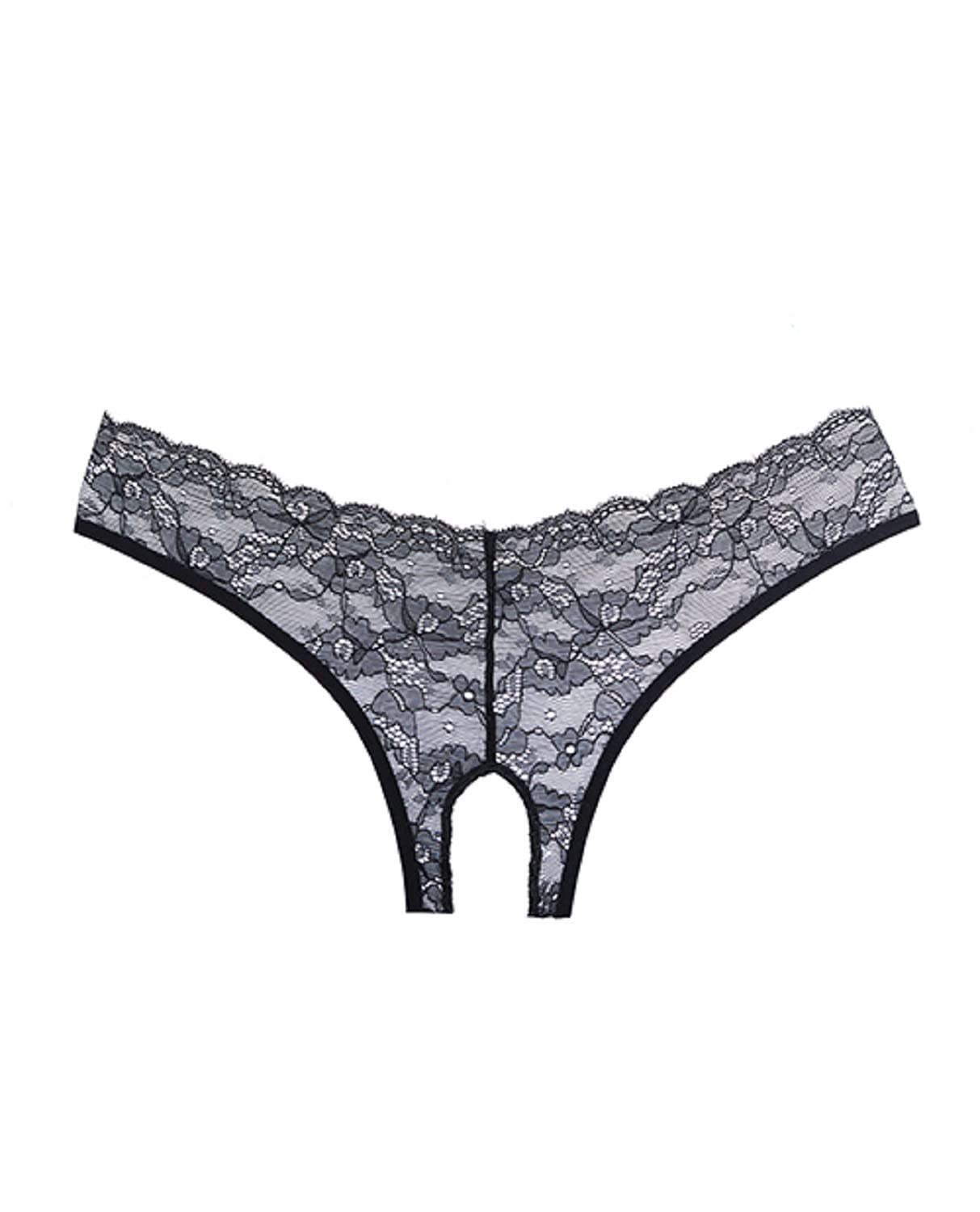 Open panty. Lace front. Lace and strap back.